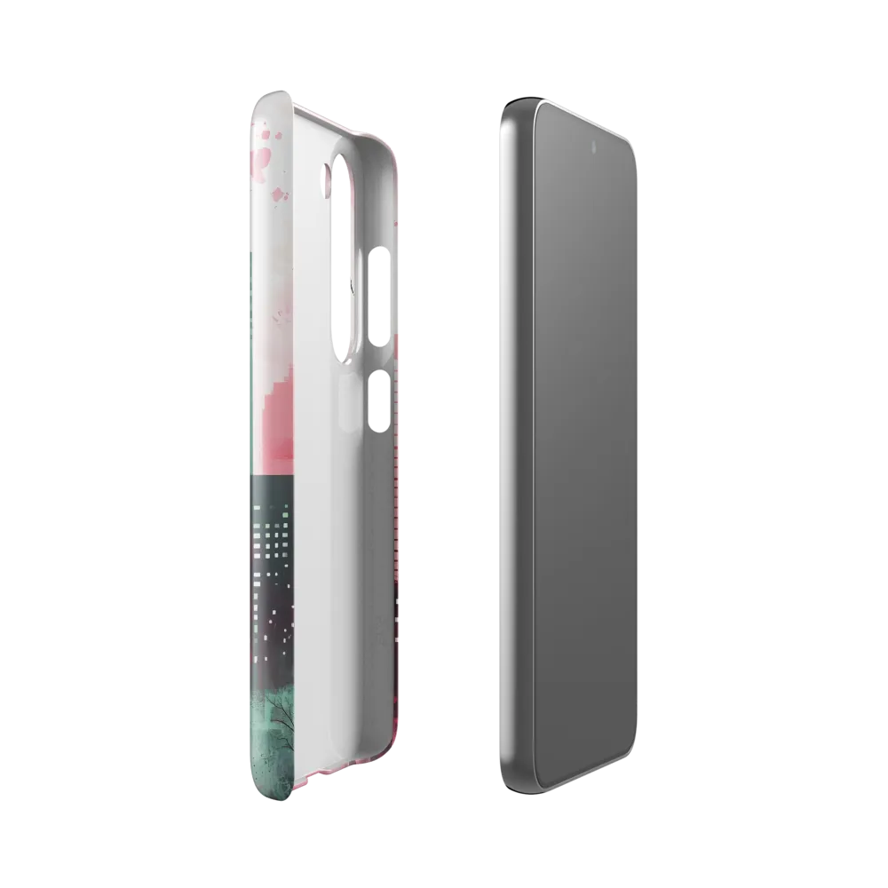 Dreamy Cityscape in Pink and Cyan