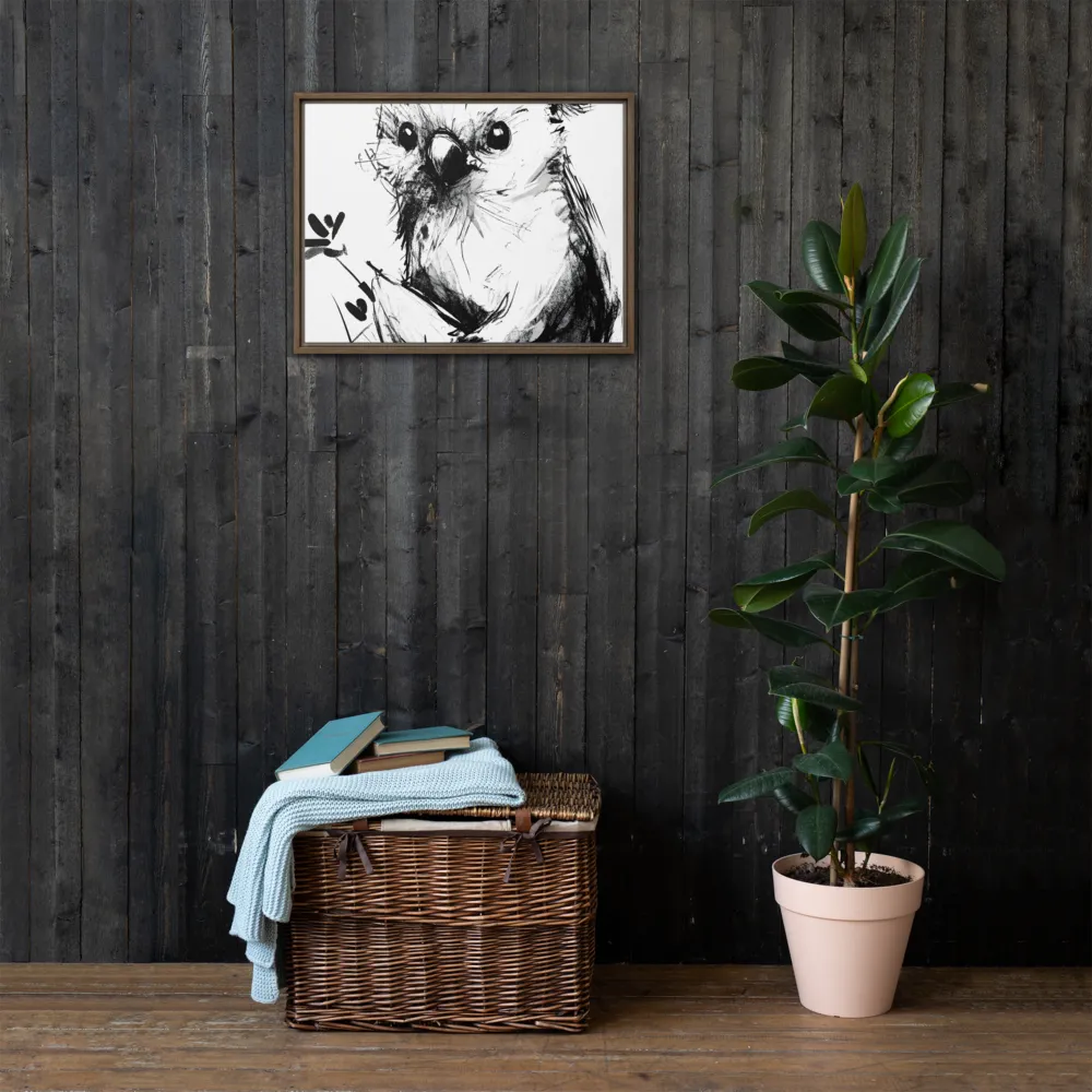 Whimsical Koala in Ink | Canvas with Brown Frame | 18″×24″