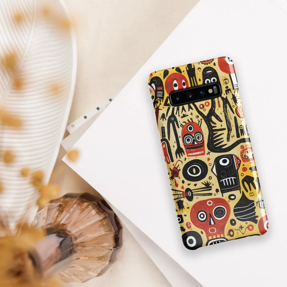 Abstract Encounters: A Dance of Faces and Symbols | Phone Case |  S10 Plus | Snap Case | Glossy