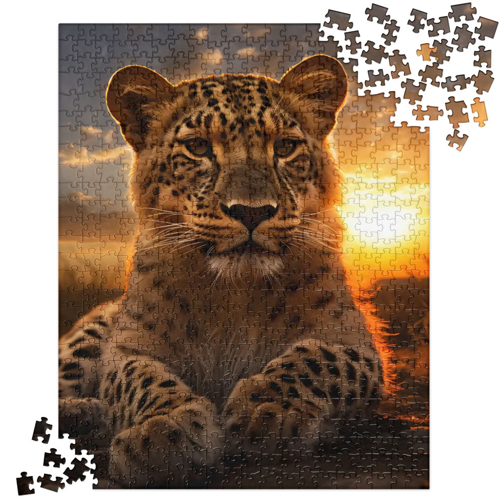 Regal Presence: The Leopard at Sunset | Jigsaw Puzzle | 520 pieces