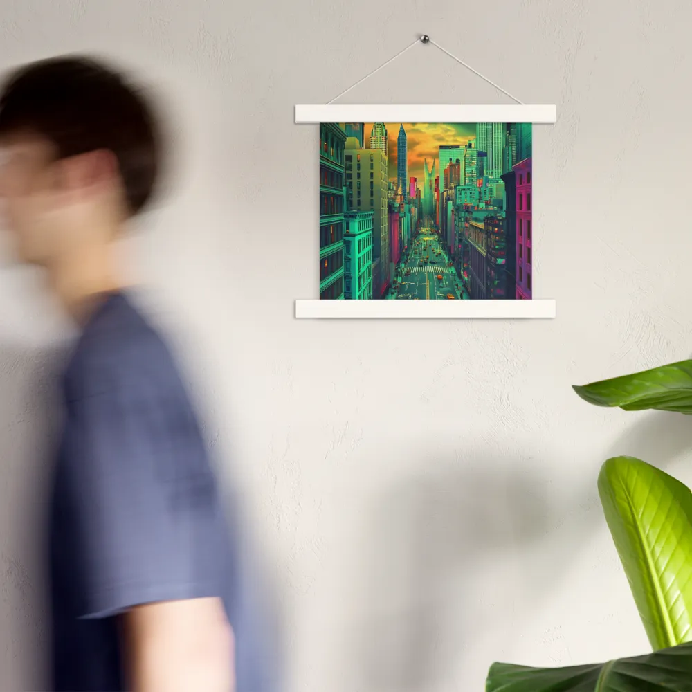 Urban Surrealism: Neon Dreams | Poster With White Wood Hanger | 10″×10″