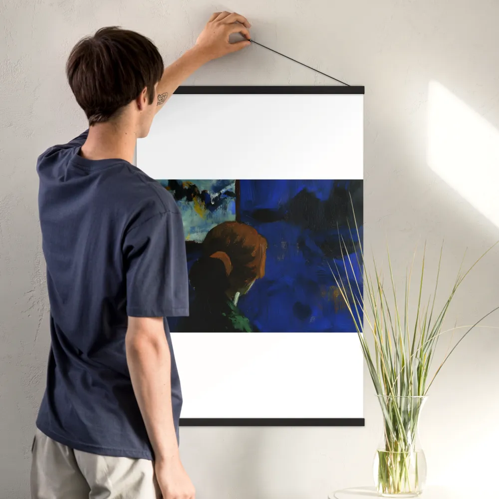 Contemplation Under the Night Sky | Poster With Black Wood Hanger | 24″×36″