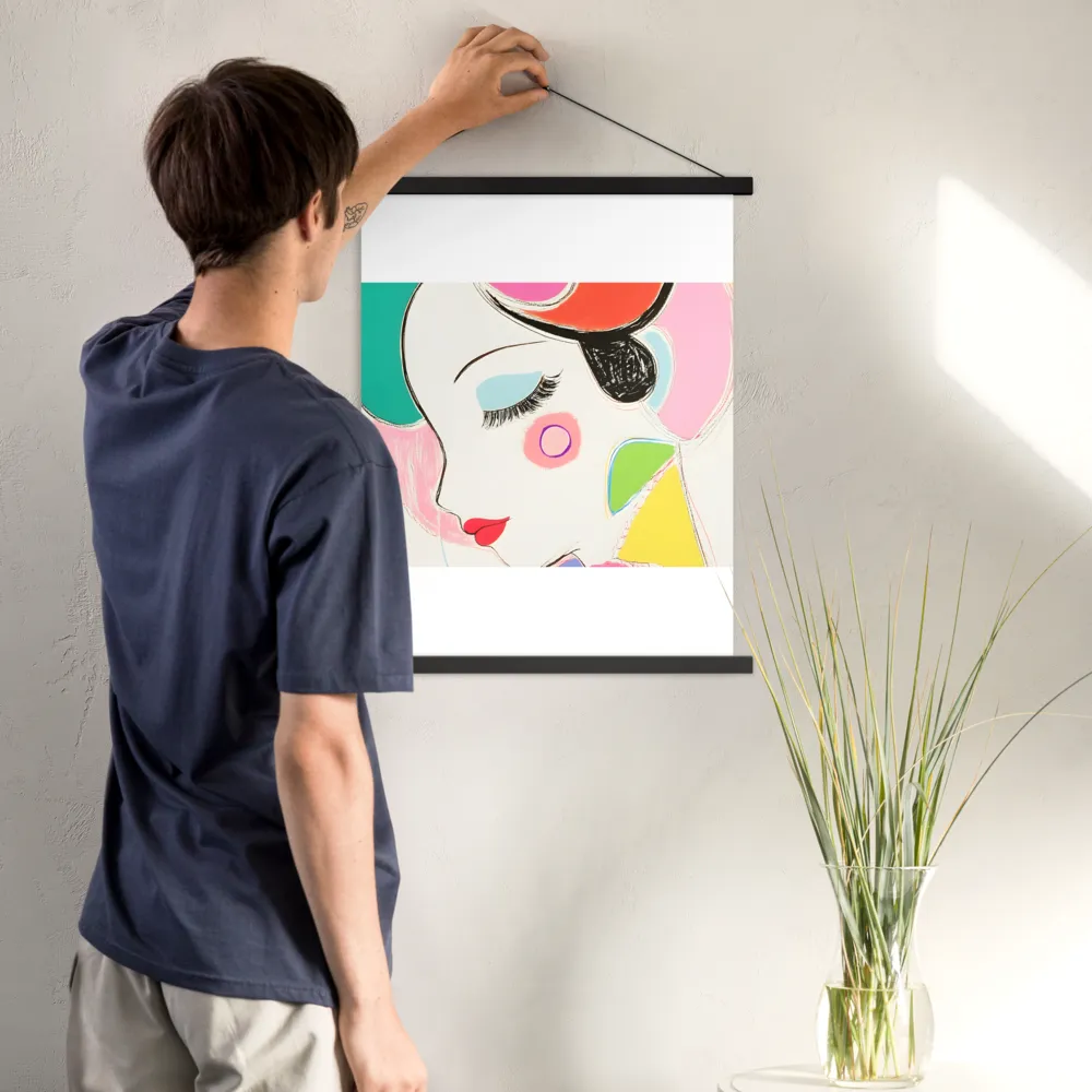 Whimsical Portrait in Colorful Abstraction | Poster With Black Wood Hanger | 18″×24″