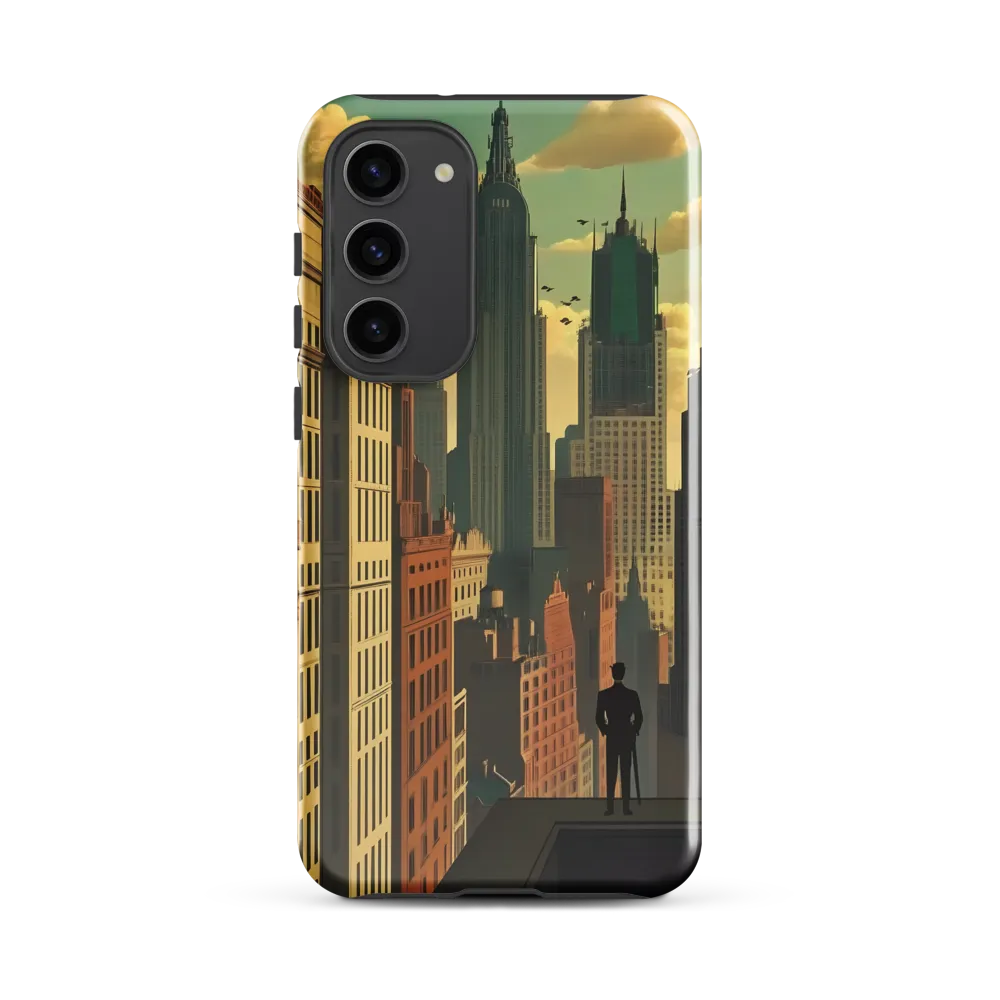 Urban Dreams: A Silhouette in Art Deco Cityscape