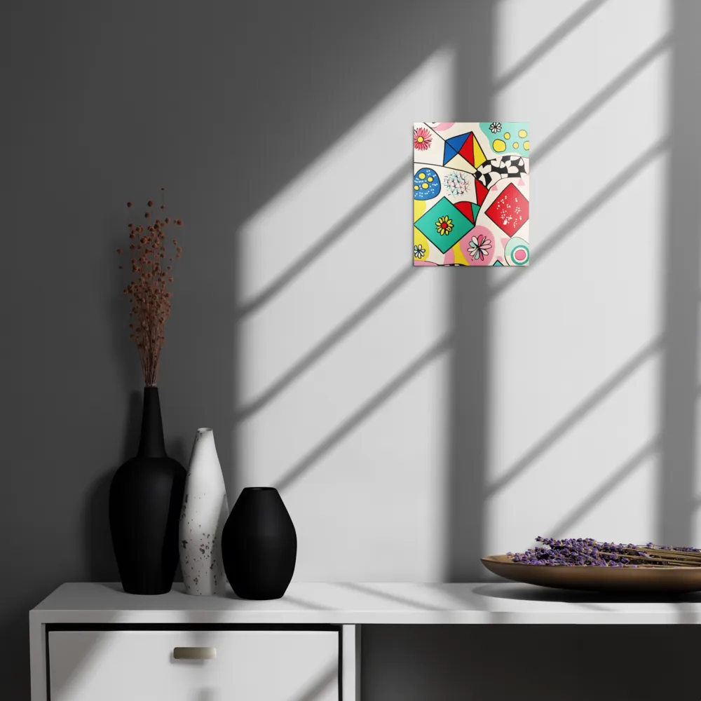 Joyful Geometry: A Playful Dance of Shapes and Colors | Metal Print | 8″×10″