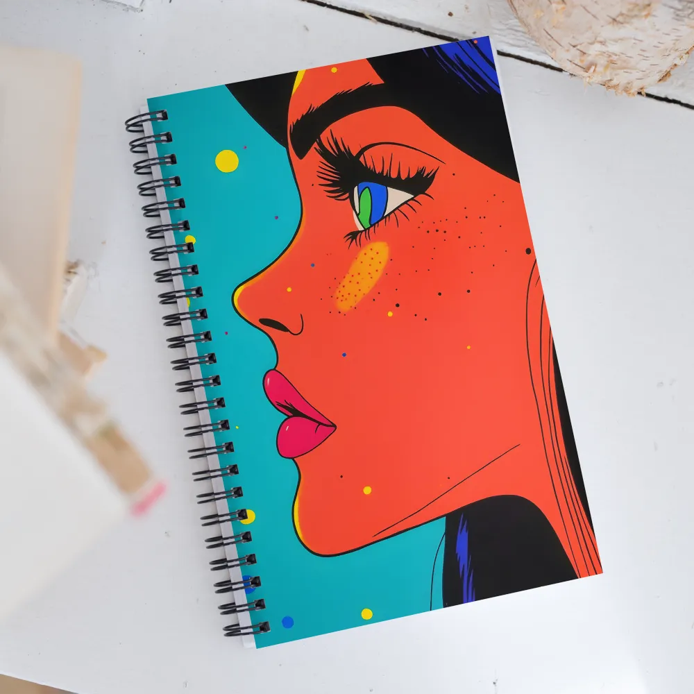 Vibrant Feminine Profile in Pop Art | Spiral Notebook