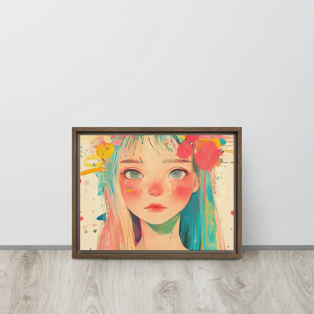 Whimsical Blossom | Canvas with Brown Frame | 12″×16″