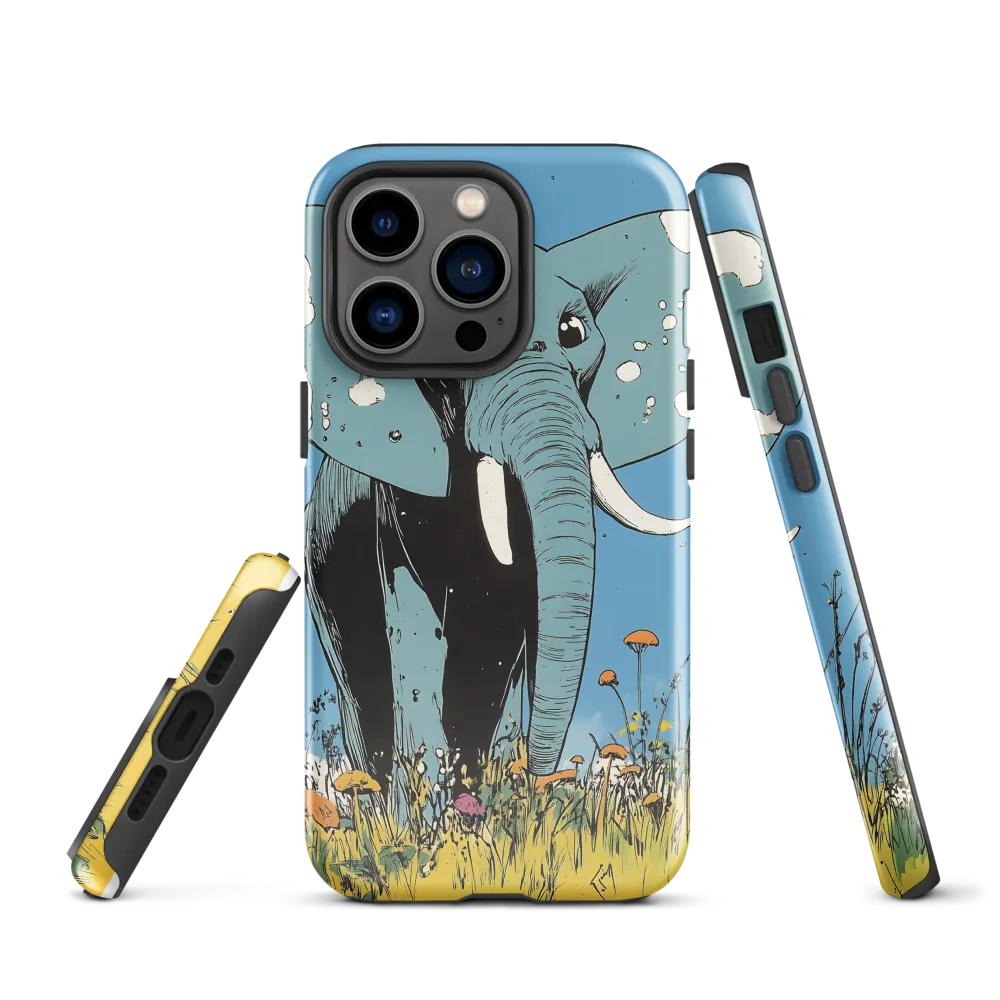 Whimsical Blue Elephant in Bloom