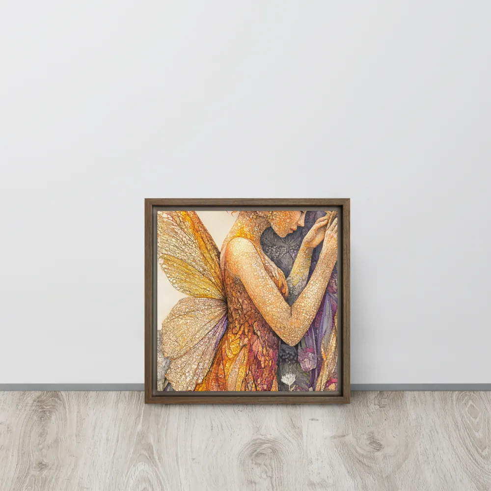 Whispers of the Frosted Meadow | Canvas with Brown Frame | 12″×12″