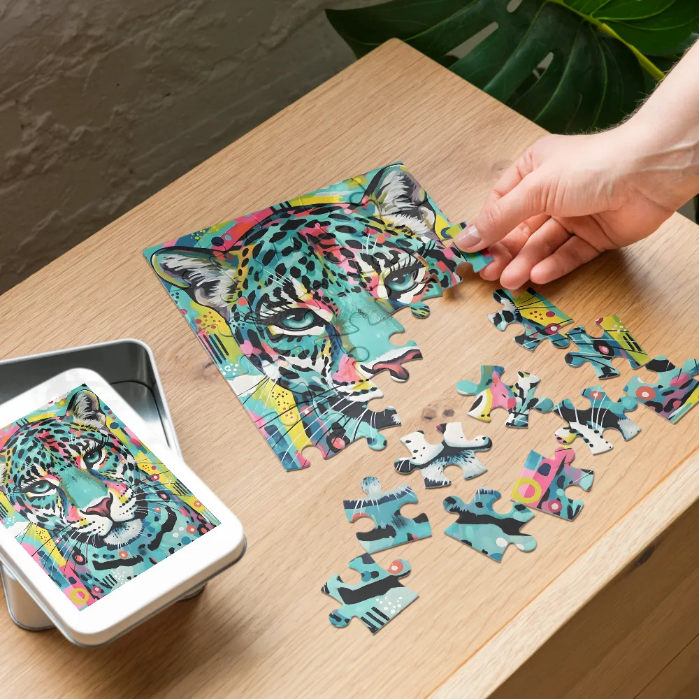 Chromatic Leopard 
 Jigsaw Puzzle in Tin Box