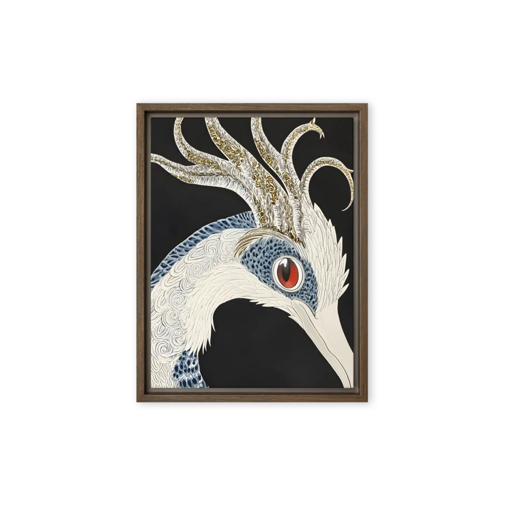 Elegance of the Majestic Peacock | Canvas with Brown Frame | 9″×12″