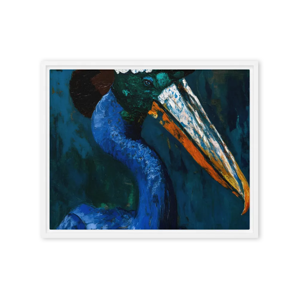 Majestic Absurdity: The Hat-Wearing Bird | Canvas with White Frame | 16″×20″