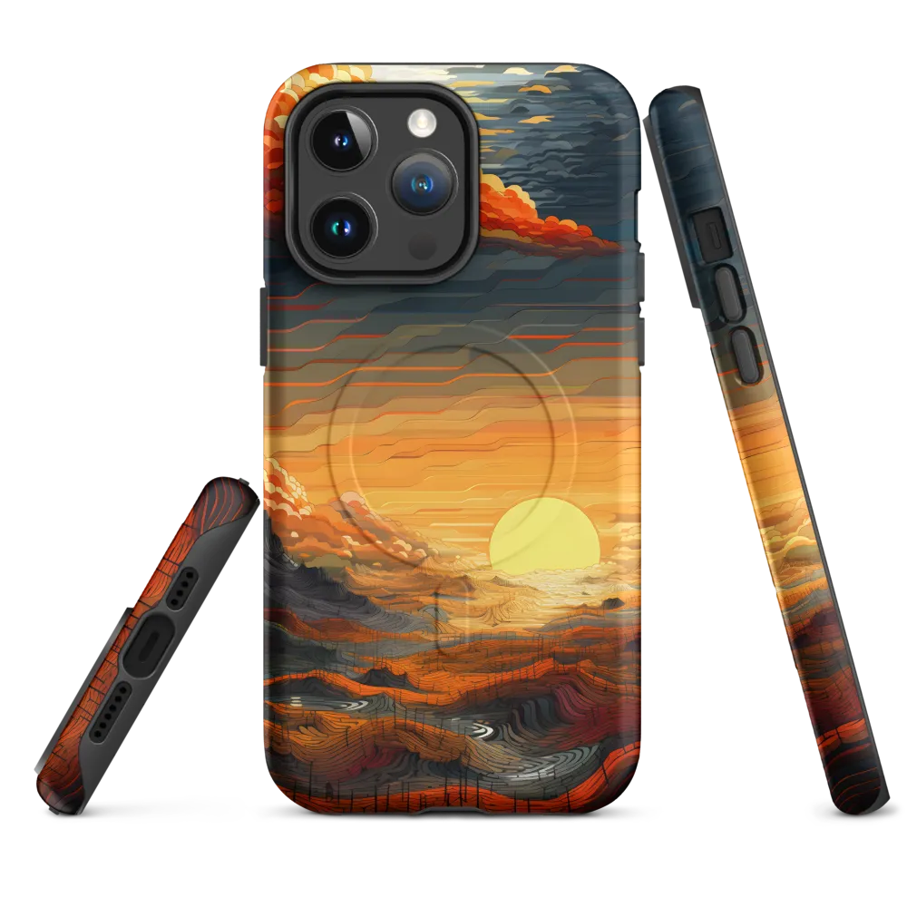 Ethereal Sunset: A Serene Landscape in Flowing Forms | Phone Case |  14 Pro Max | MagSafe® Tough Case | Matte