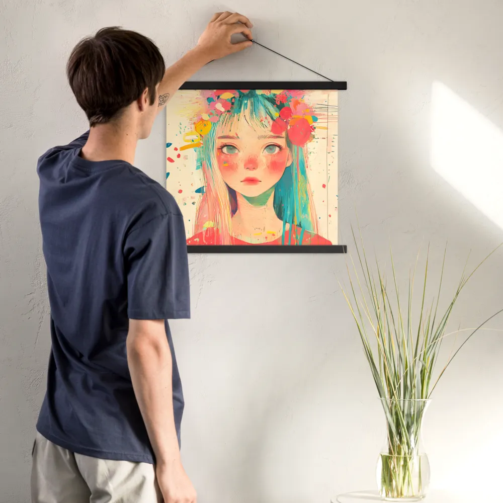 Whimsical Blossom | Poster With Black Wood Hanger | 18″×18″
