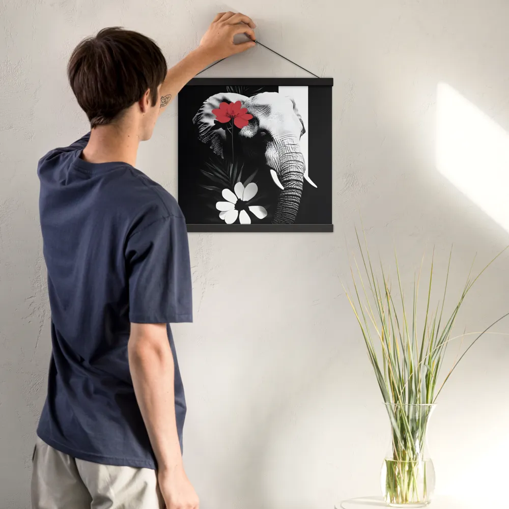 Elephant Harmony | Poster With Black Wood Hanger | 16″×16″