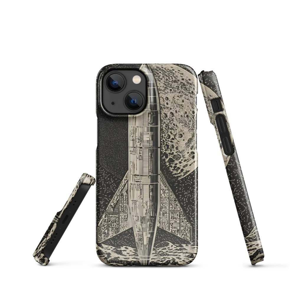 Engraved Rocket over Lunar Plain