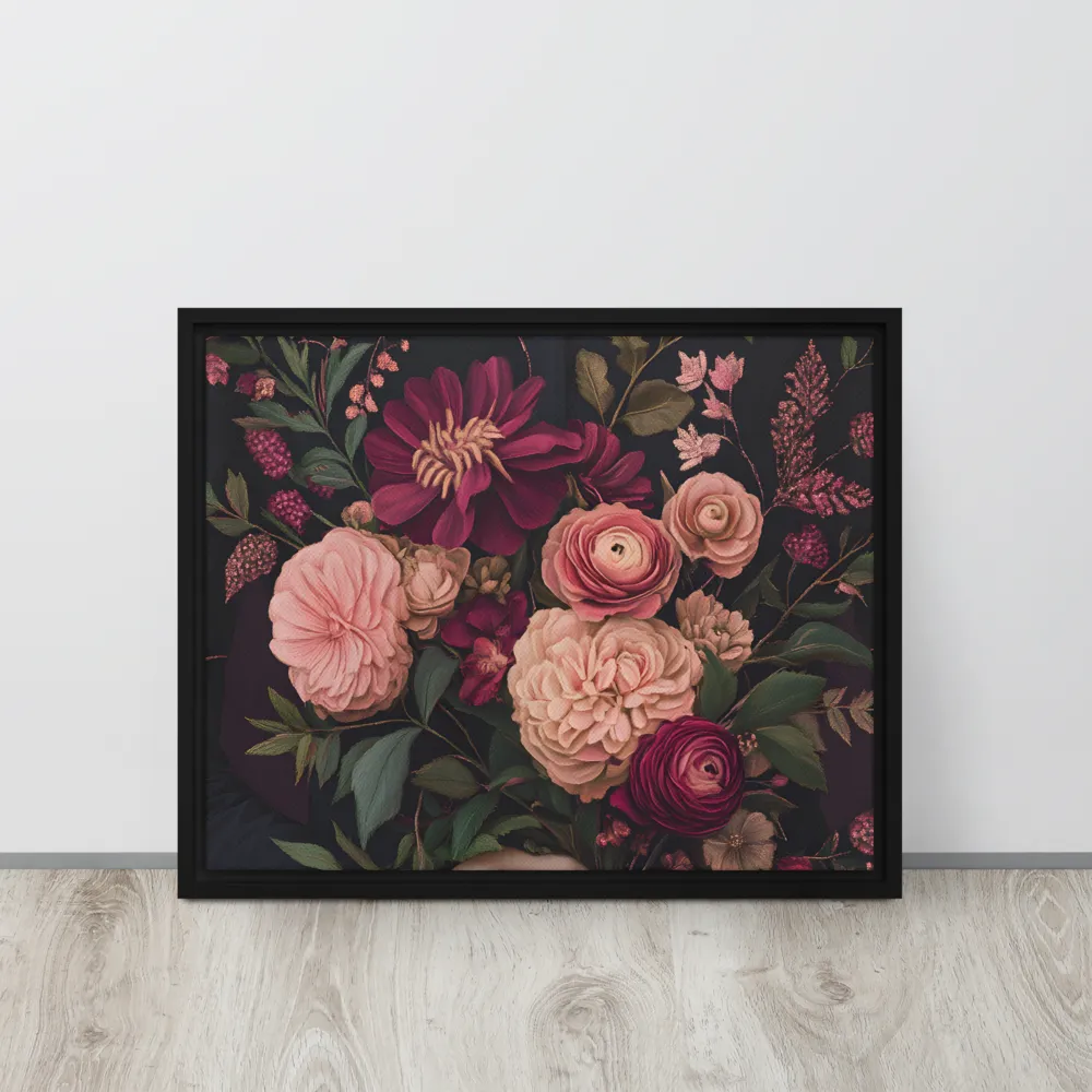 Botanical Elegance | Canvas with Black Frame | 16″×20″