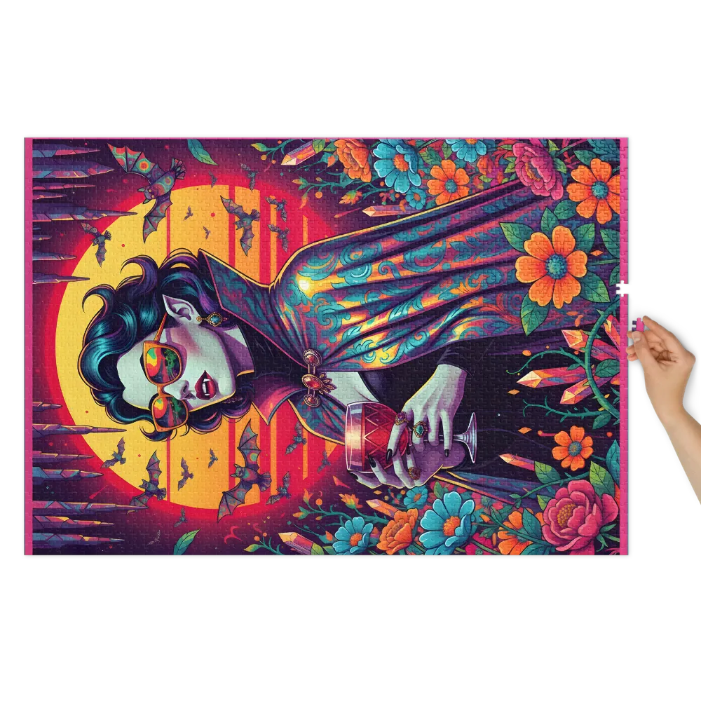 Psychedelic Vampire Night 
 Jigsaw Puzzle in Tin Box