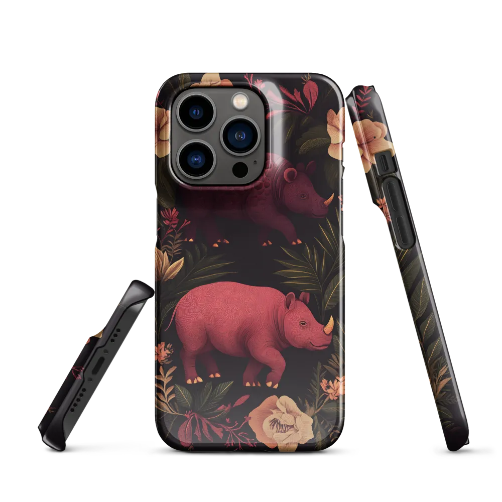Rhinos in Floral Embrace
