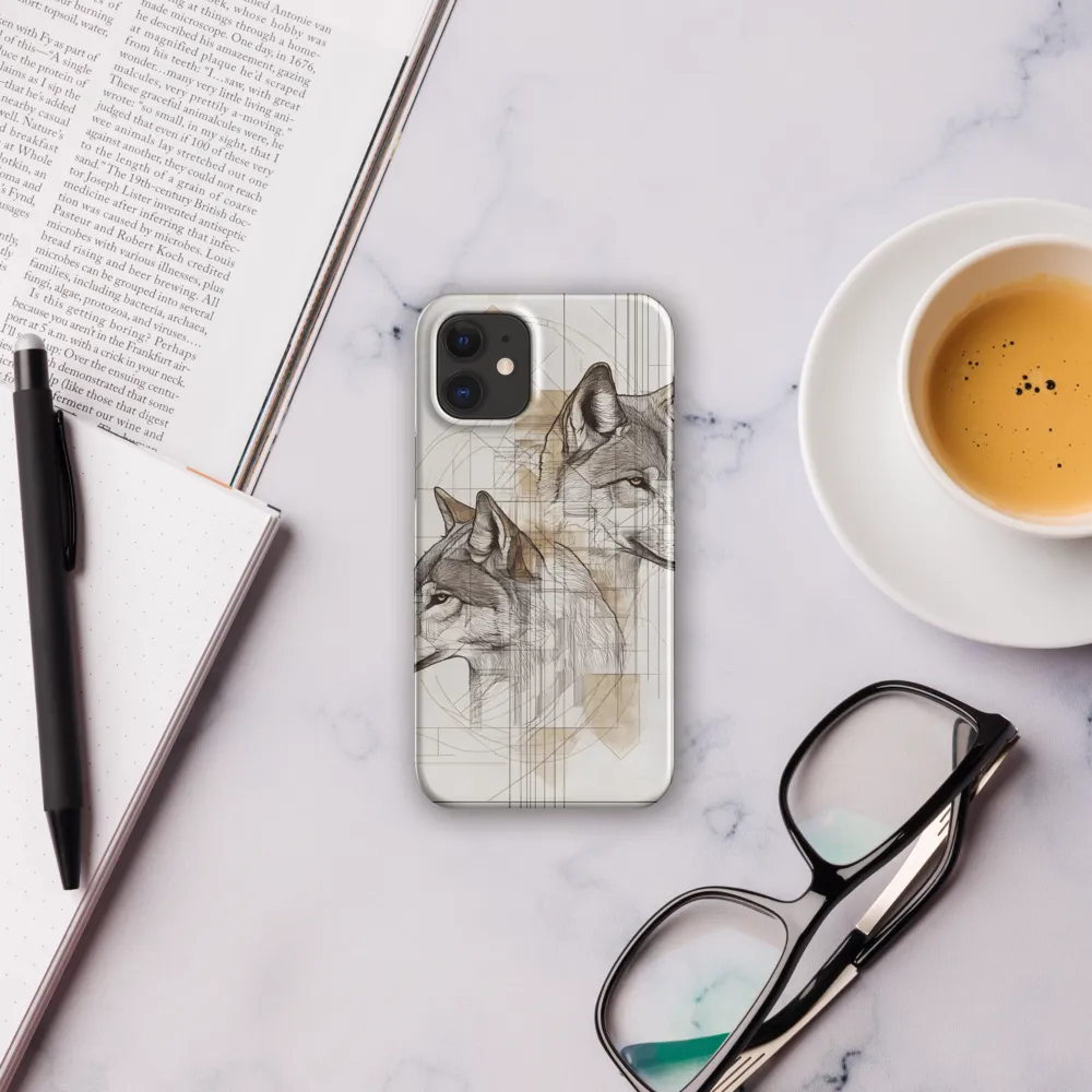 Geometric Harmony: The Essence of Wolves | Phone Case |  12 Mini | Snap Case | Glossy