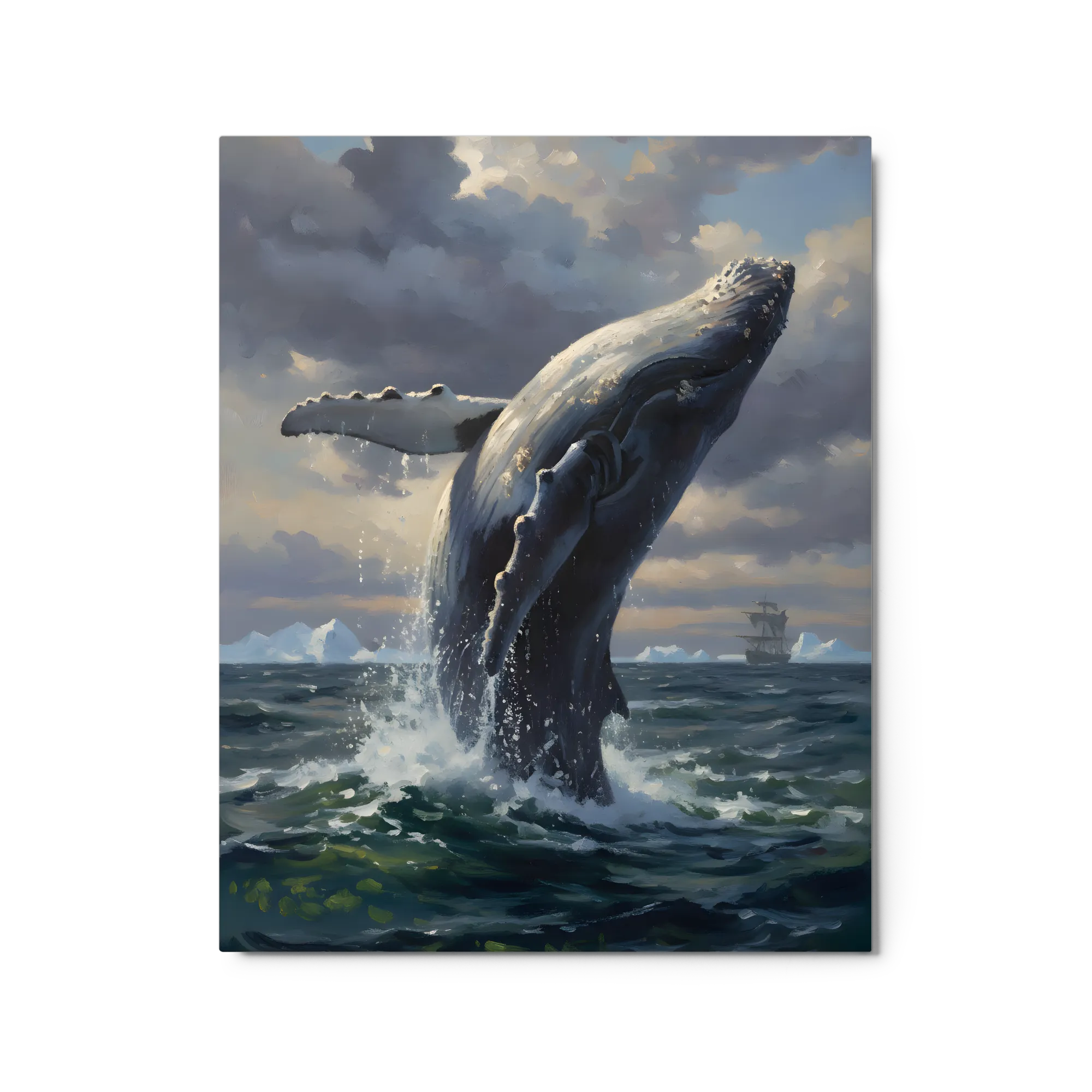 Breaching Whale 
 Metal Print | 16″x 20″