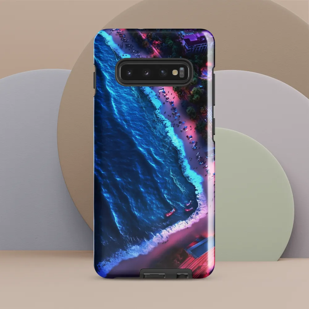 Twilight Reflections: A Serene Beach Aerial | Phone Case |  S10 Plus | Tough Case | Glossy