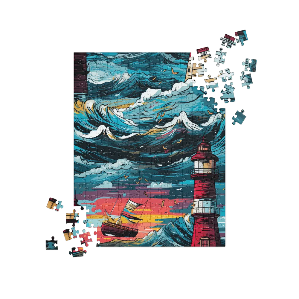 Turbulent Seas: A Lighthouse Adventure | Jigsaw Puzzle | 252/520 pieces