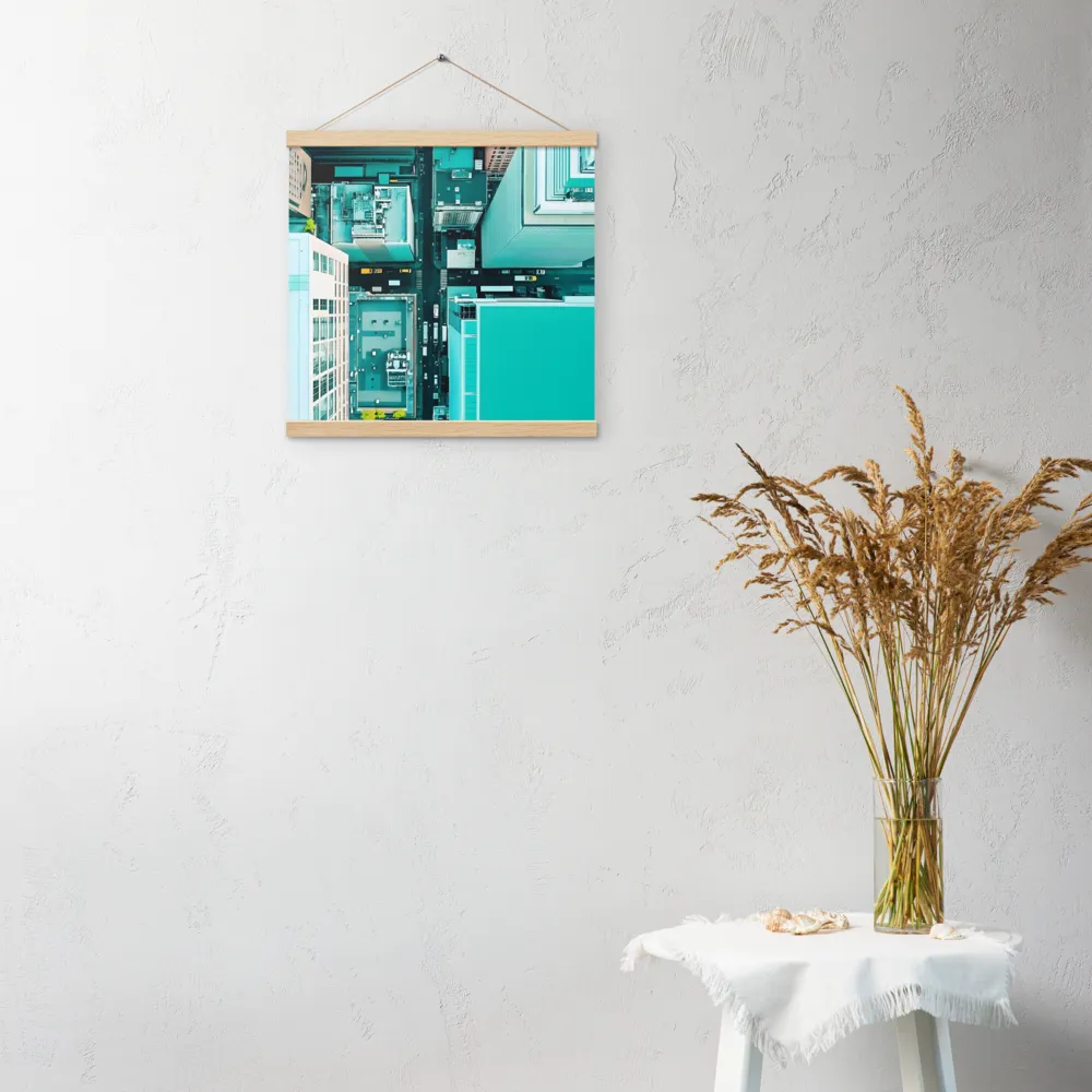 Urban Geometry: Aerial Perspective | Poster With Oak Wood Hanger | 16″×16″