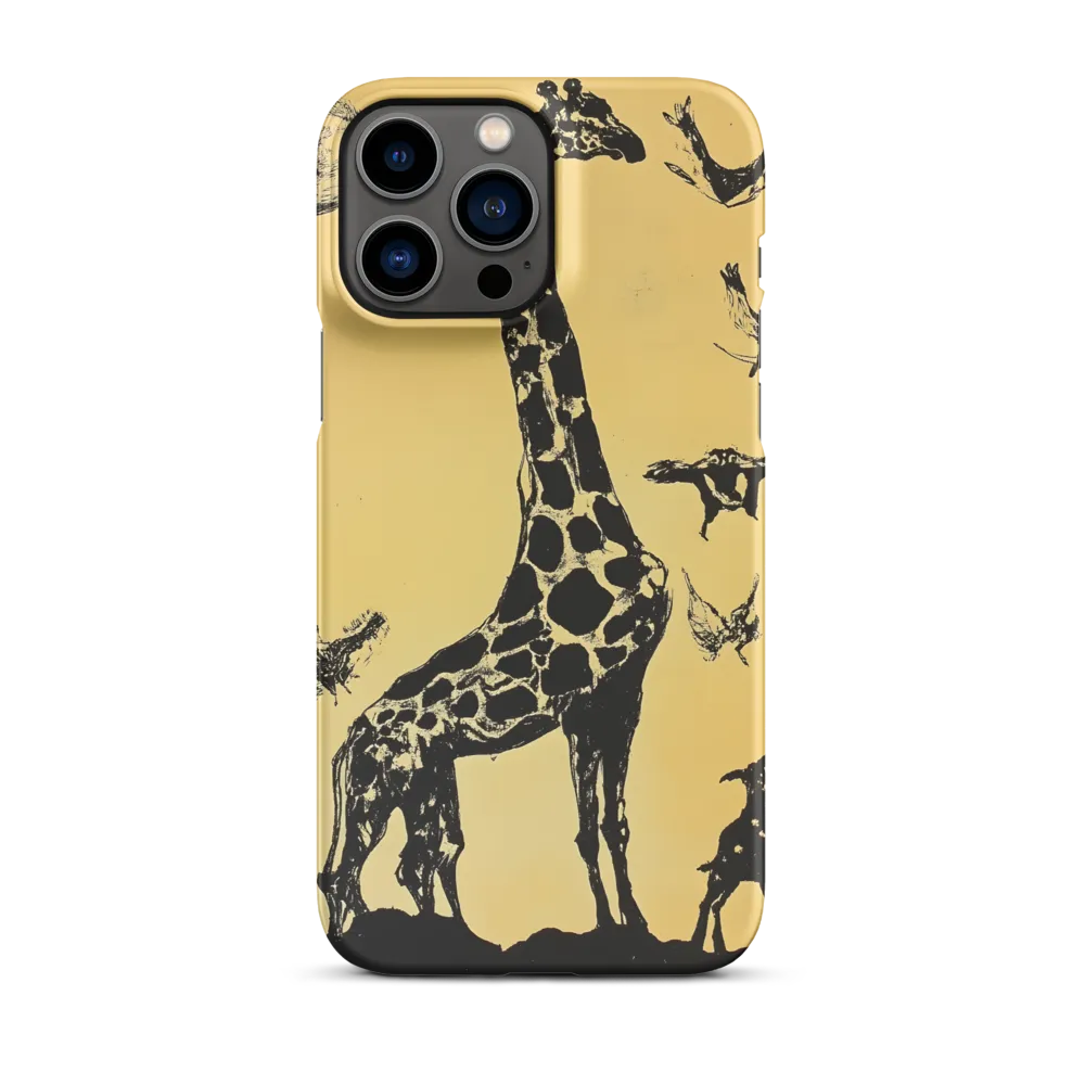 Whimsical Harmony of Giraffe and Birds