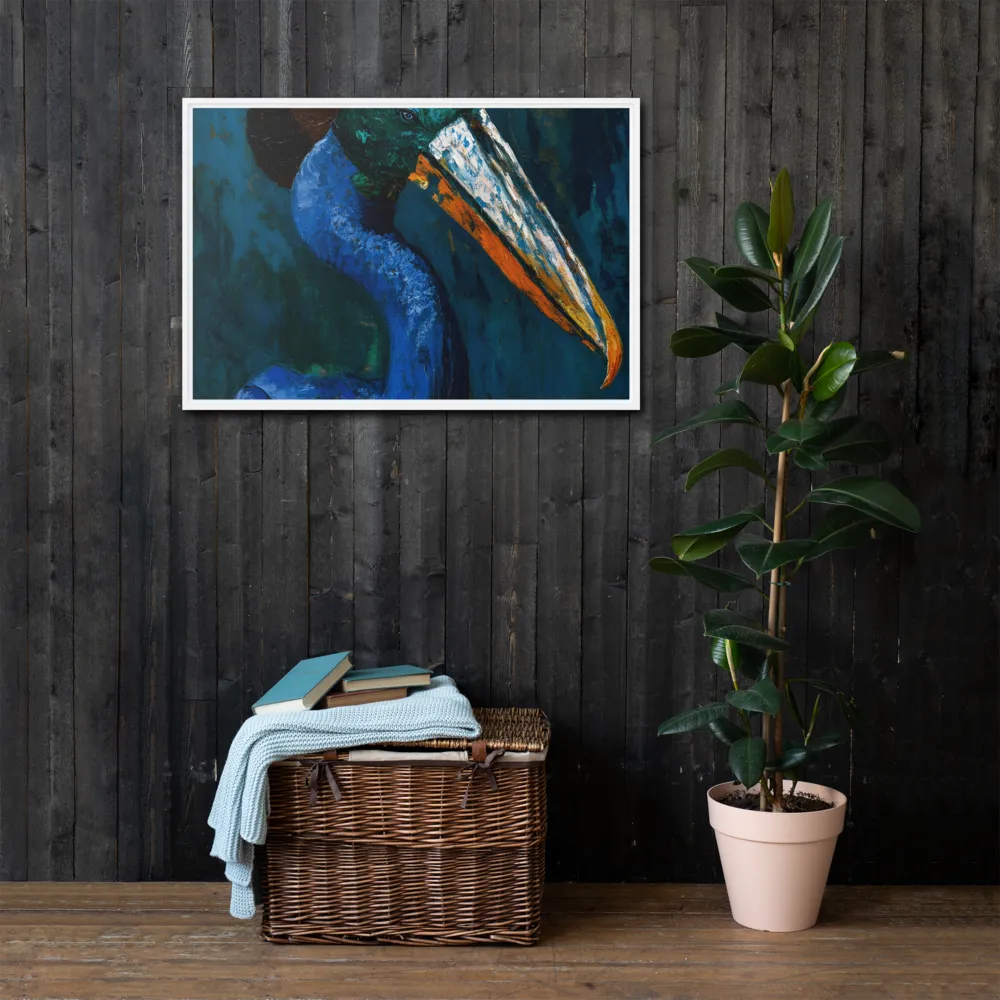 Majestic Absurdity: The Hat-Wearing Bird | Canvas with White Frame | 24″×36″