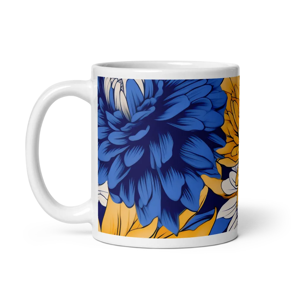 Floral Harmony in Blue and Yellow | Mugs | Multiple Sizes & Colors