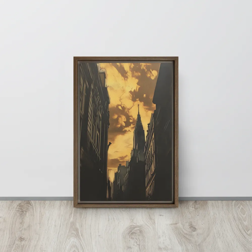 The Twilight Streets | Canvas with Brown Frame | 12″×18″