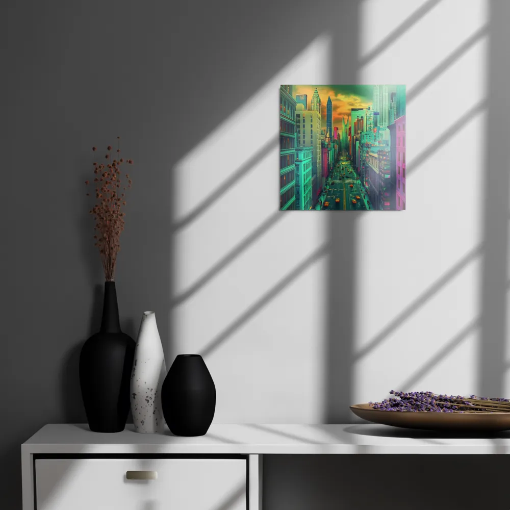 Urban Surrealism: Neon Dreams | Metal Print | 12″×12″