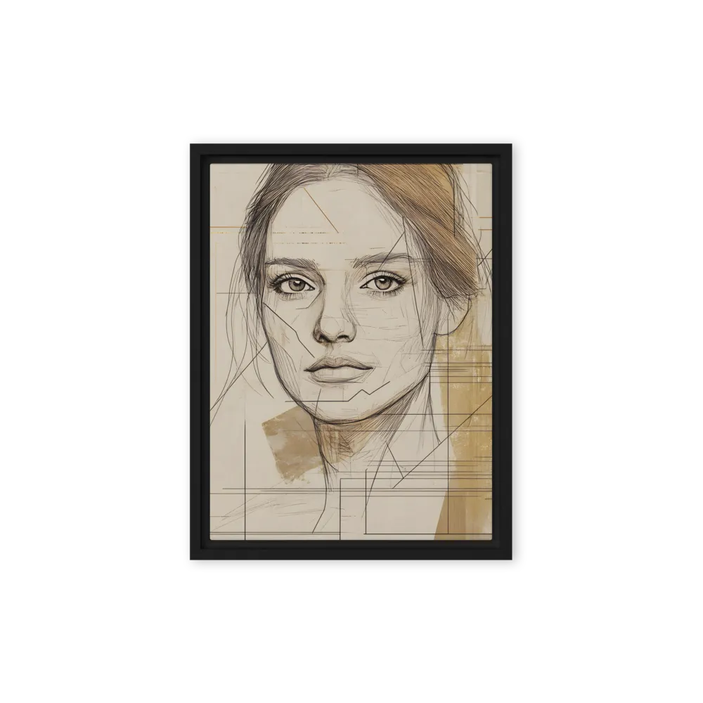 Geometric Elegance: A Modern Portrait | Canvas with Black Frame | 9″×12″
