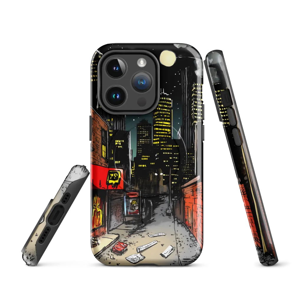 Nocturnal Cityscape: The Hidden Alley | Phone Case |  14 Pro | MagSafe® Tough Case | Glossy