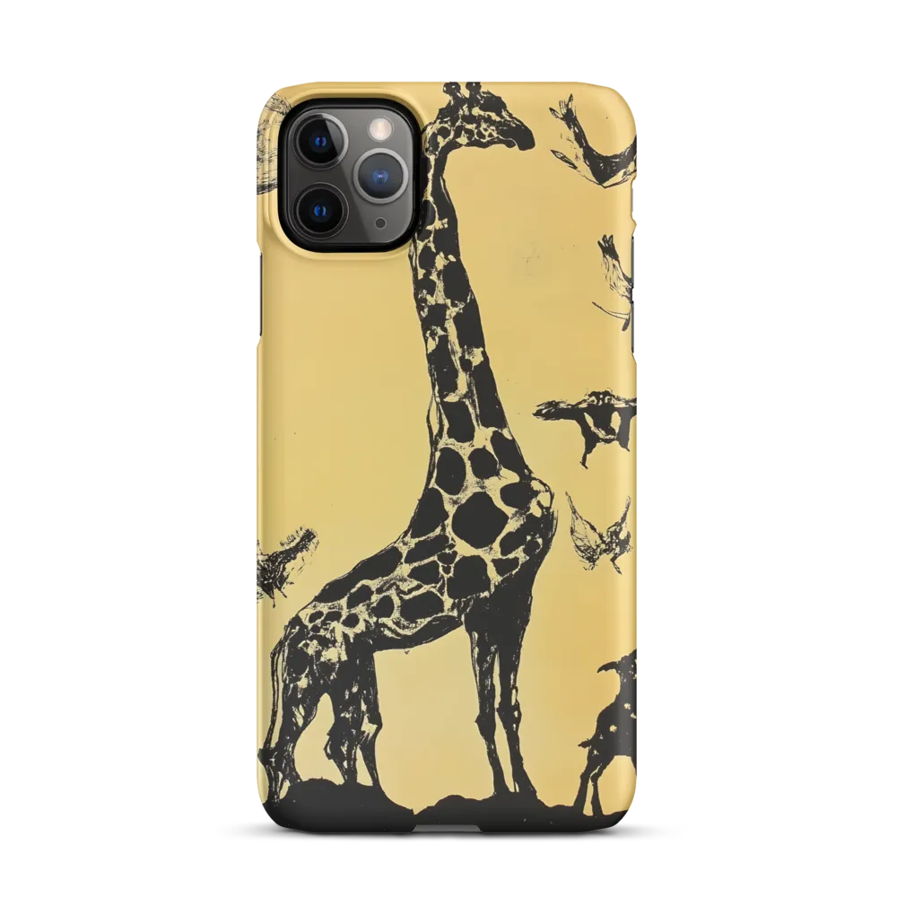 Whimsical Harmony of Giraffe and Birds