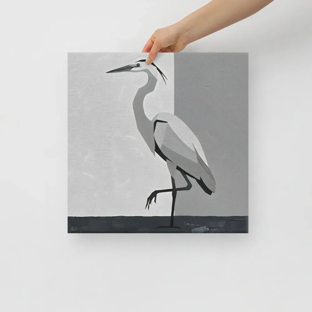 Grayscale Heron 
 Canvas | 16″x 16″