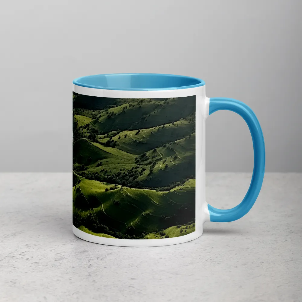 Aerial View of Green Valley with River | Mug