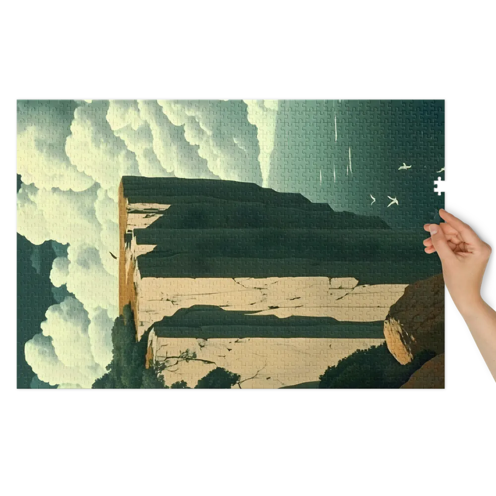 Cliff Above the Clouds 
 Jigsaw Puzzle in Tin Box