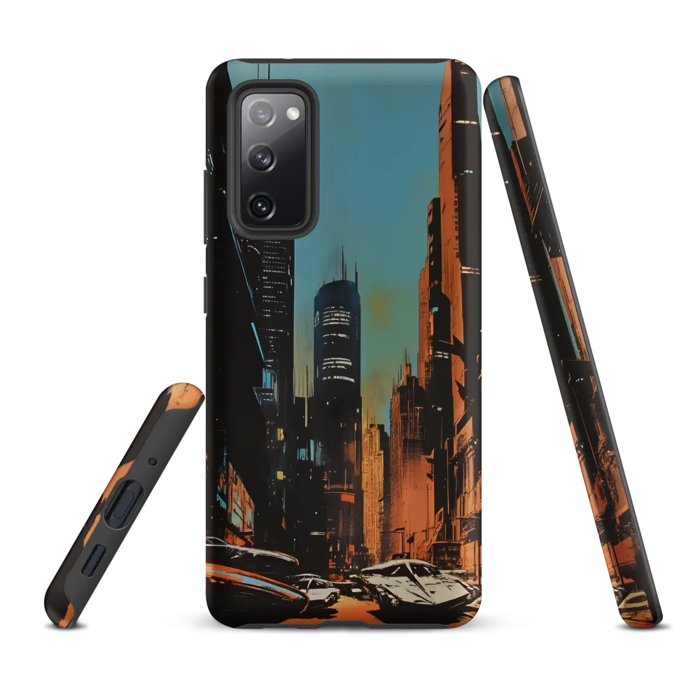 Futuristic Cityscape in Blue and Orange