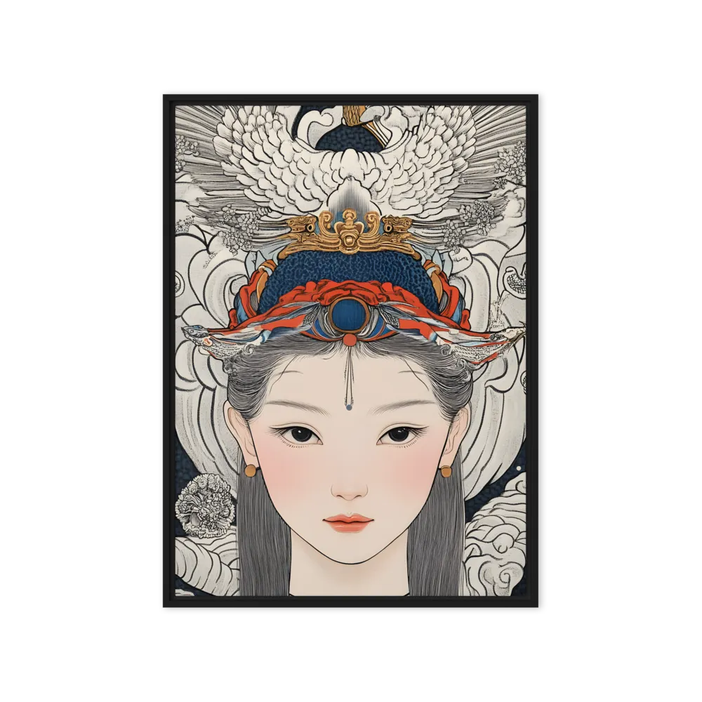 Serenity in Myth: A Traditional Portrait | Canvas with Black Frame | 20″×28″