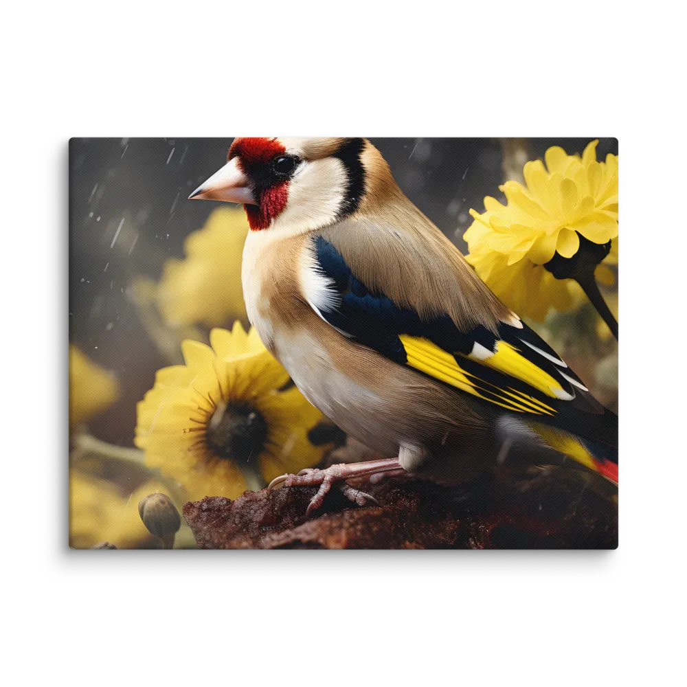 Harmony in Nature: A Goldfinch Amidst Blooms