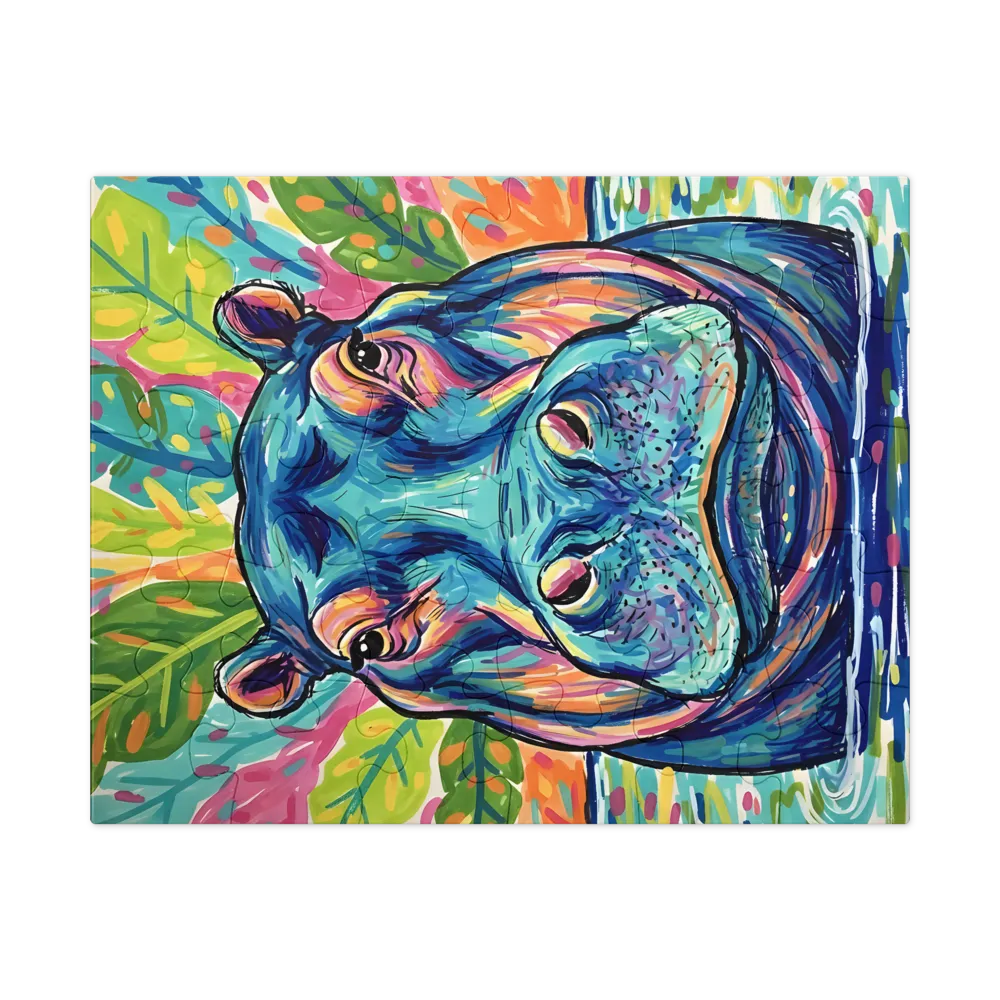 Tropical Hippo Portrait 
 Jigsaw Puzzle in Tin Box