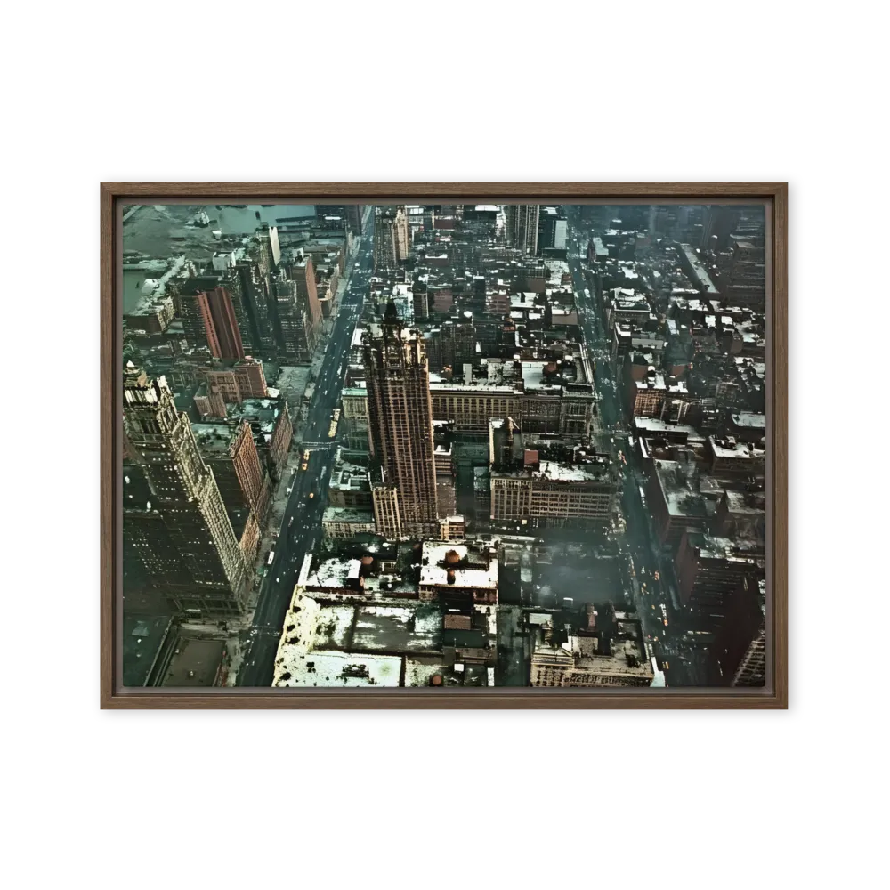 Aerial Symphony of Urban Life | Canvas with Brown Frame | 18″×24″