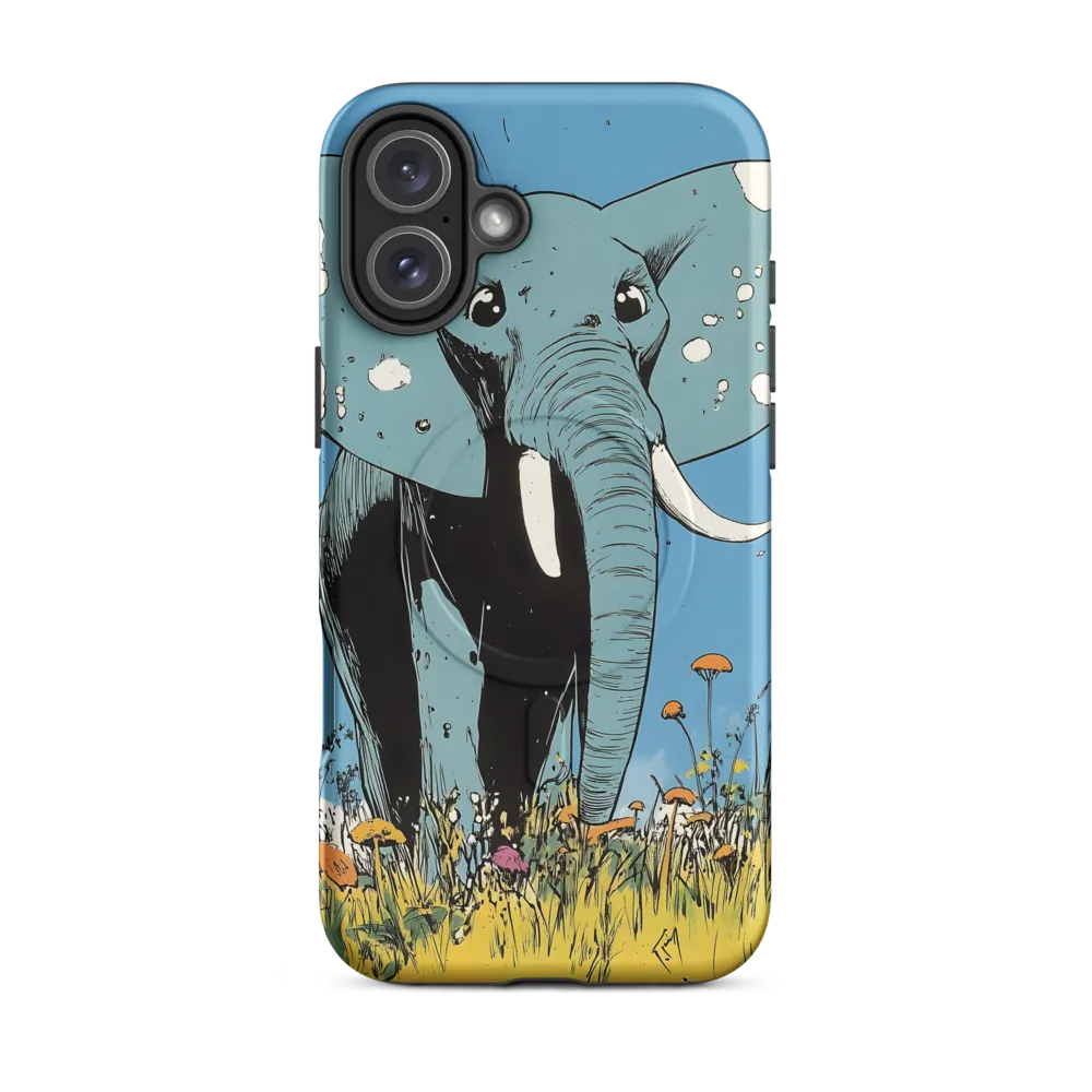 Whimsical Blue Elephant in Bloom