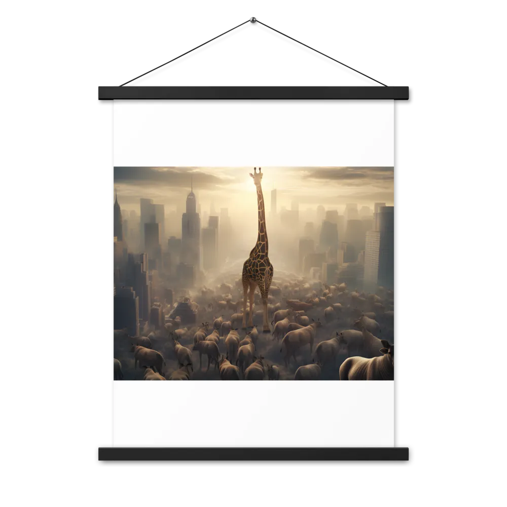 Urban Serengeti: A Giraffe's Perspective | Poster With Black Wood Hanger | 18″×24″