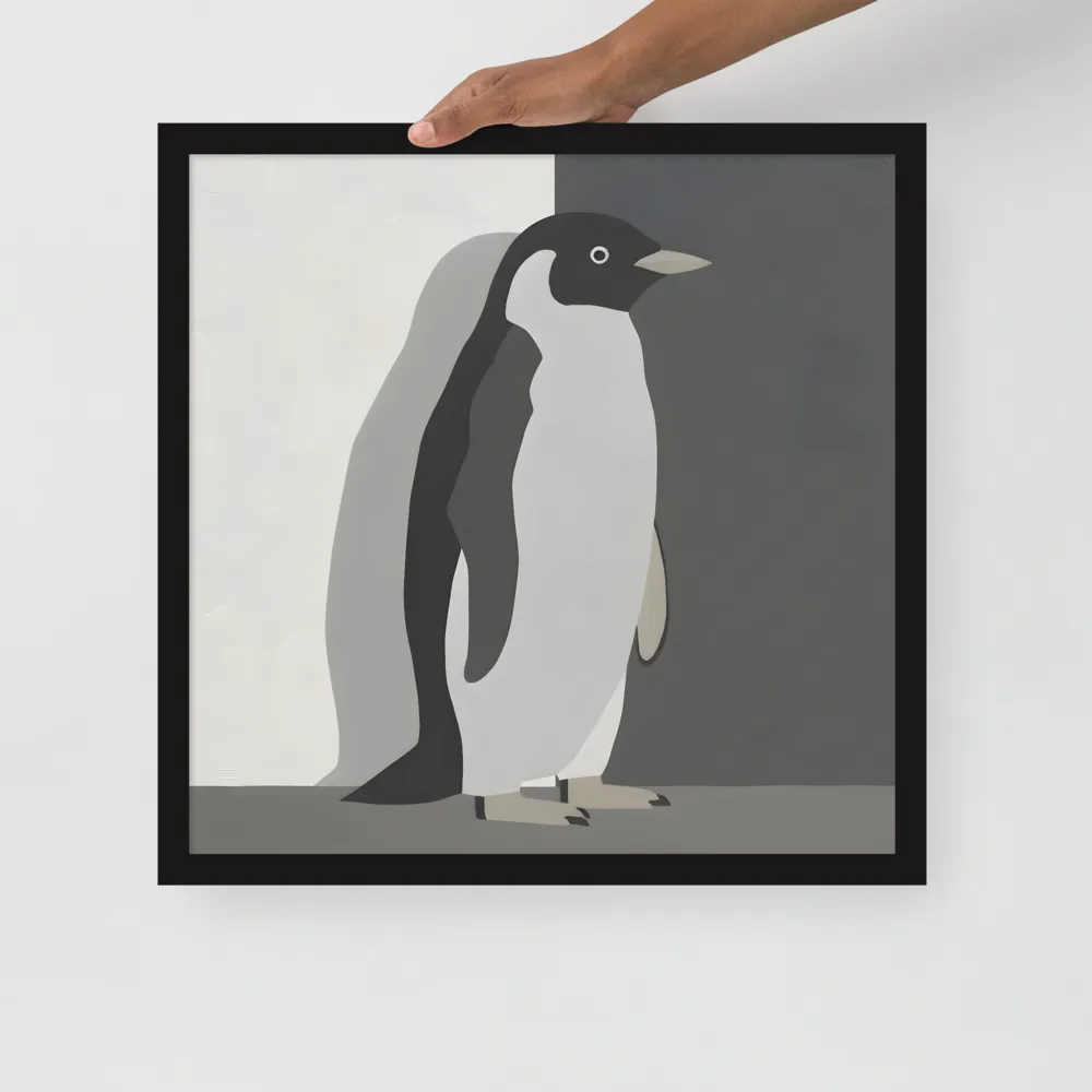 Monochrome Penguin 
 Poster with Black Frame | 18″x 18″