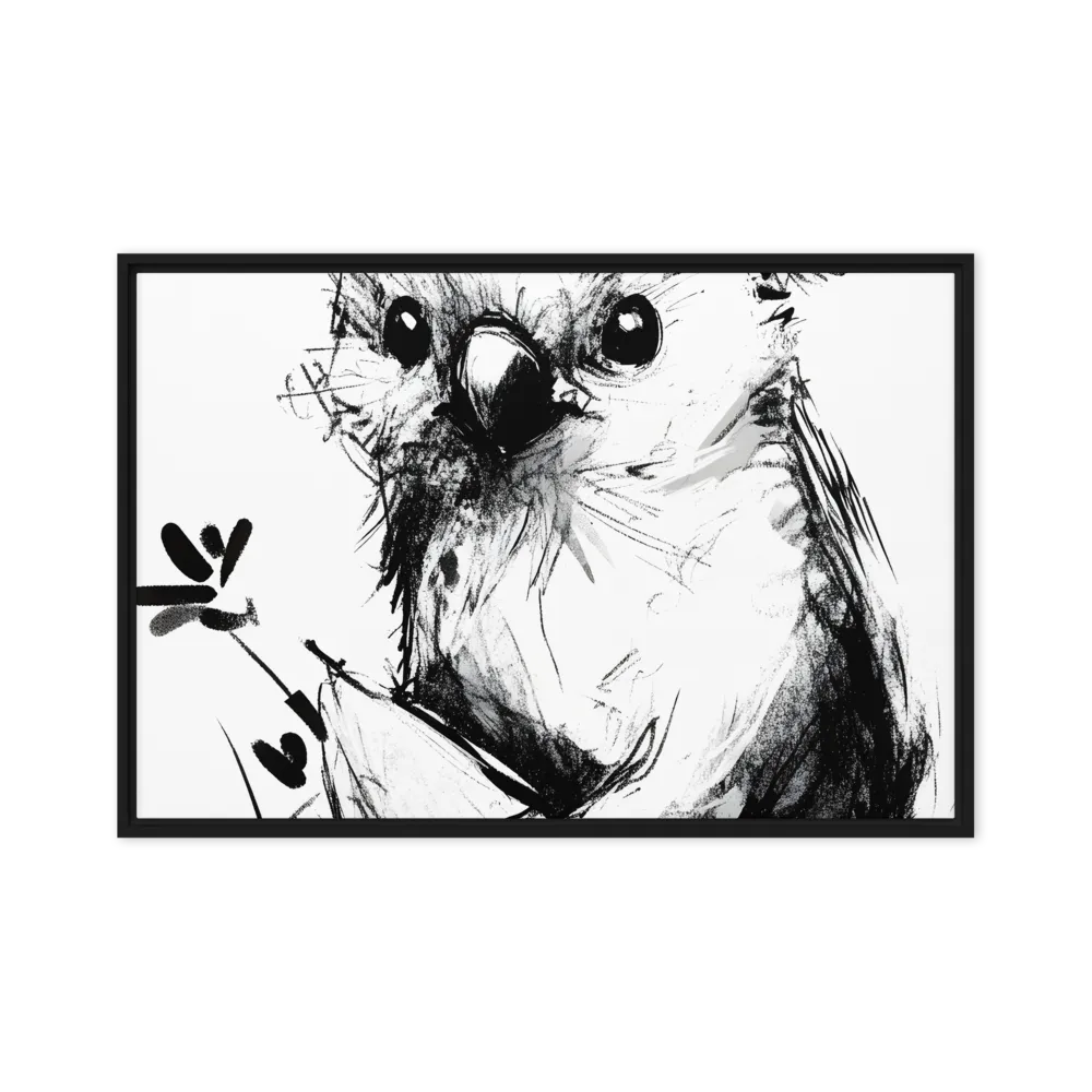 Whimsical Koala in Ink | Canvas with Black Frame | 24″×36″