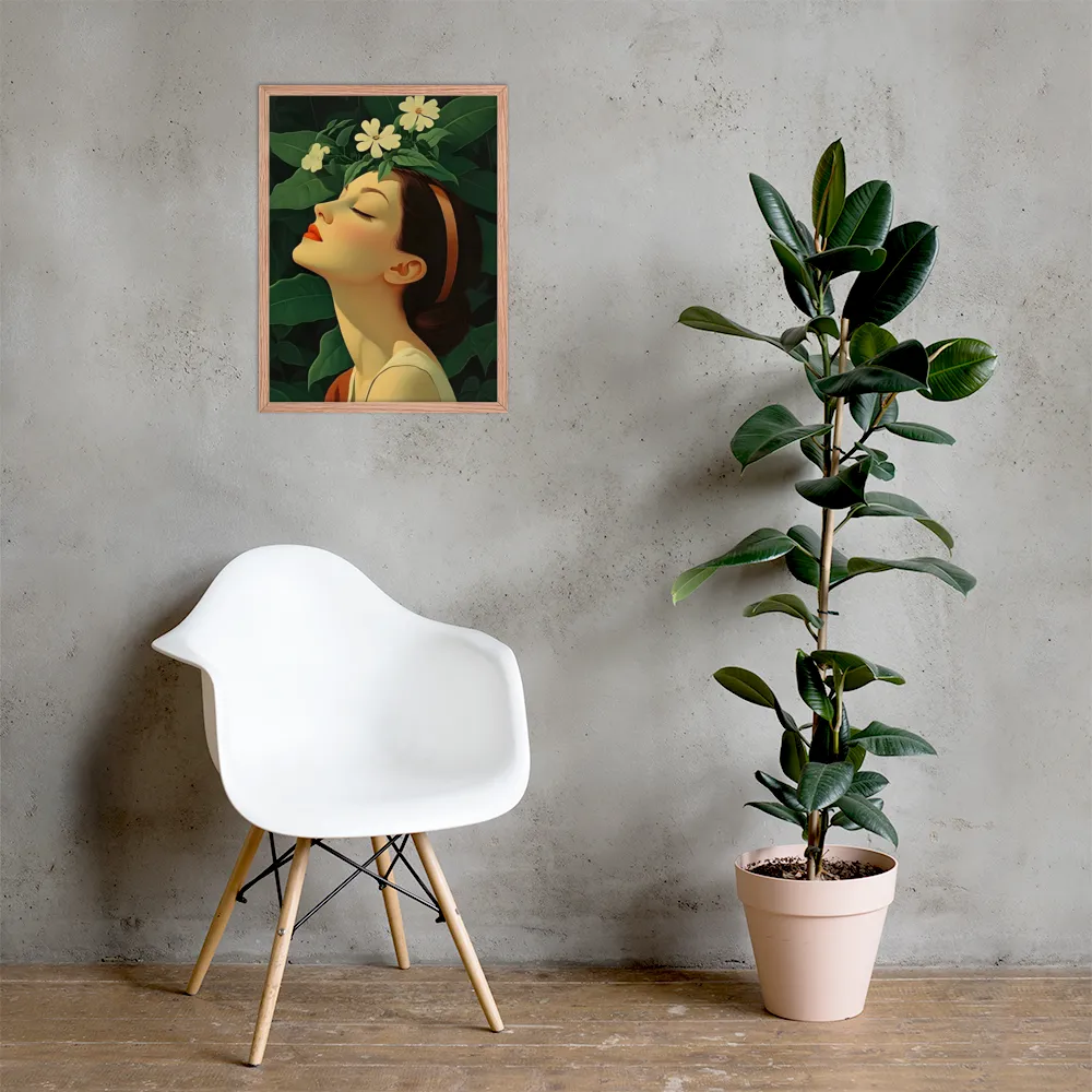 Serenity in Bloom | Poster with Red oak Frame | 18″×24″