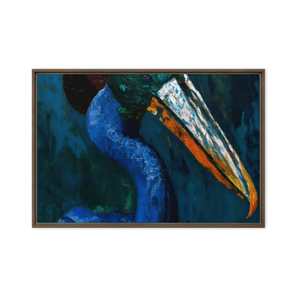 Majestic Absurdity: The Hat-Wearing Bird | Canvas with Brown Frame | 20″×30″